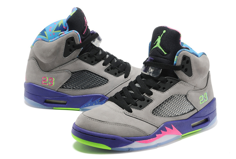 Air Jordan 5 Mens Shoes Gray/Viole/Green Online